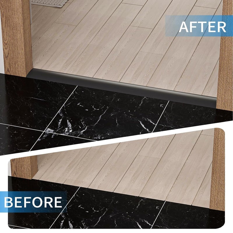Greymond Floor Transition Strip - Self Adhesive Vinyl Flooring Trim for Carpet, Tile & Gaps, Threshold Cover Molding (6.56ft x 1.57in, Black) - Image 5